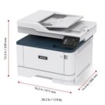 Xerox® B315 Multifunktionsdrucker, Dreiviertelansicht mit Abmessungen.